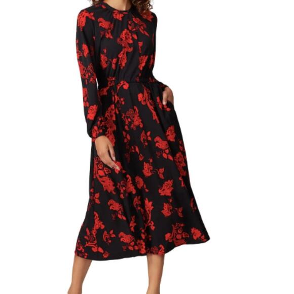 Tory Burch Dresses & Skirts - Tory Burch Paisley Jersey Bow Midi dress black red - L